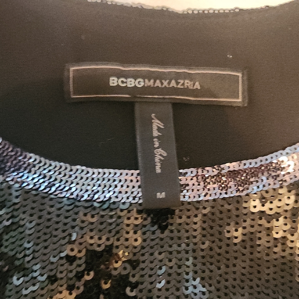 BCBGMAXAZRIA Black Sequin Top Ombre